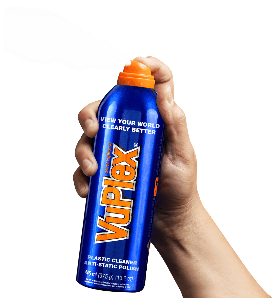 image of VuPlex plastic cleaner being sprayed