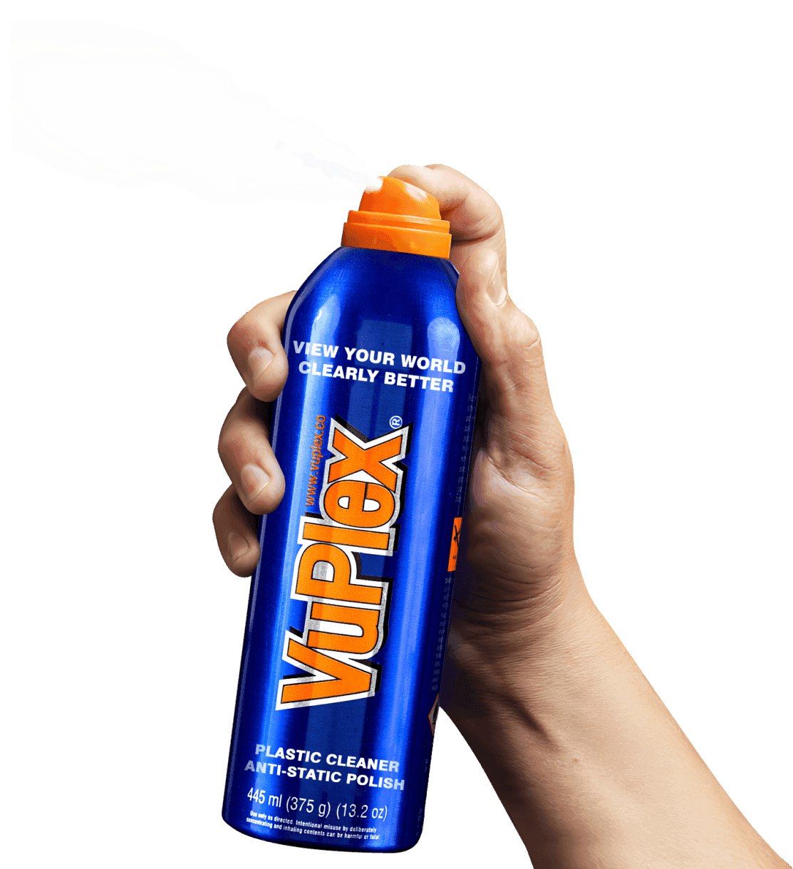 image of VuPlex plastic cleaner being sprayed